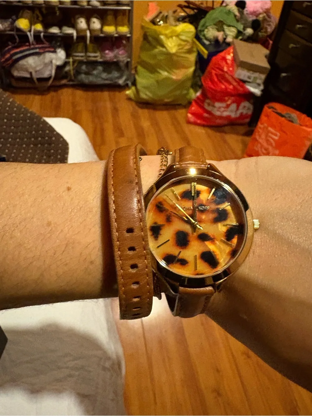 Michael Kors Tortoise and Brown Leather Watch